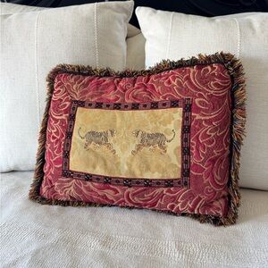 SWEET DREAMS Elegant Red and Gold Tiger Accent Pillow